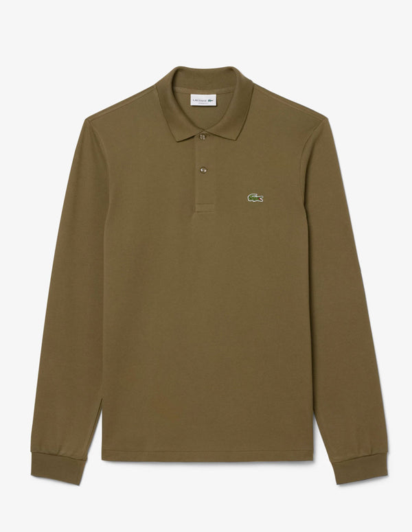 Polo Lacoste de Manga Larga L.12.12 Verde Hombre
