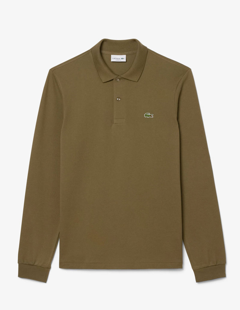 Polo Lacoste de Manga Larga L.12.12 Verde Hombre