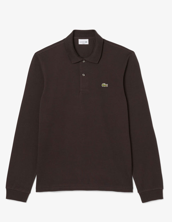 Polo Lacoste de Manga Larga L.12.12 Marrón Hombre