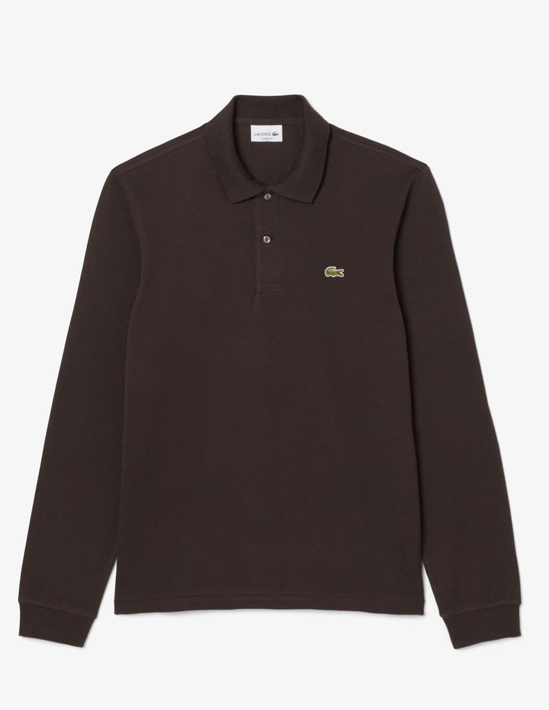 Polo Lacoste de Manga Larga L.12.12 Marrón Hombre