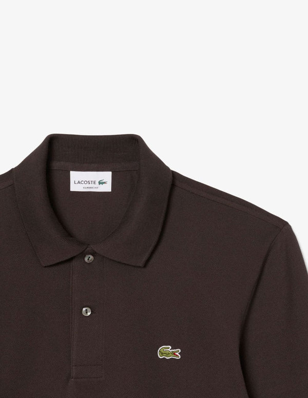 Polo Lacoste de Manga Larga L.12.12 Marrón Hombre