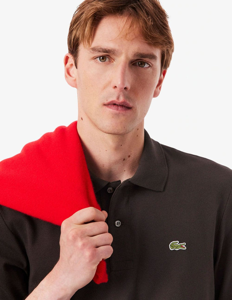 Polo Lacoste de Manga Larga L.12.12 Marrón Hombre