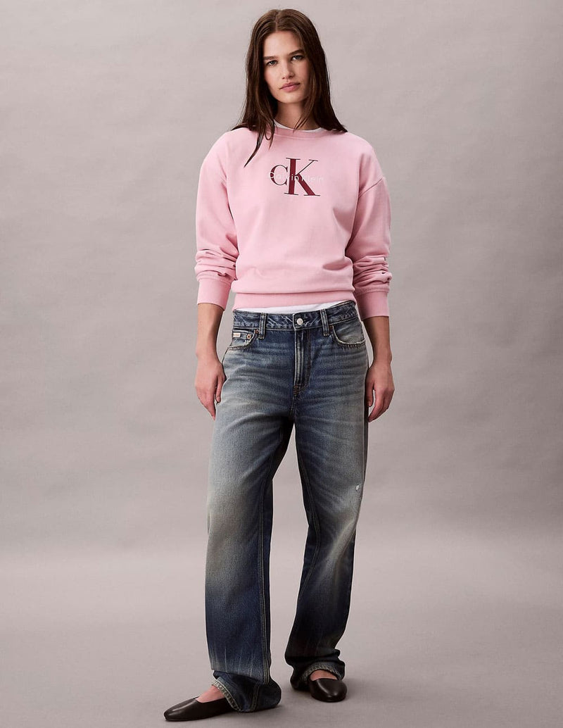 Sudadera Calvin Klean Jeans con Logo Rosa Mujer