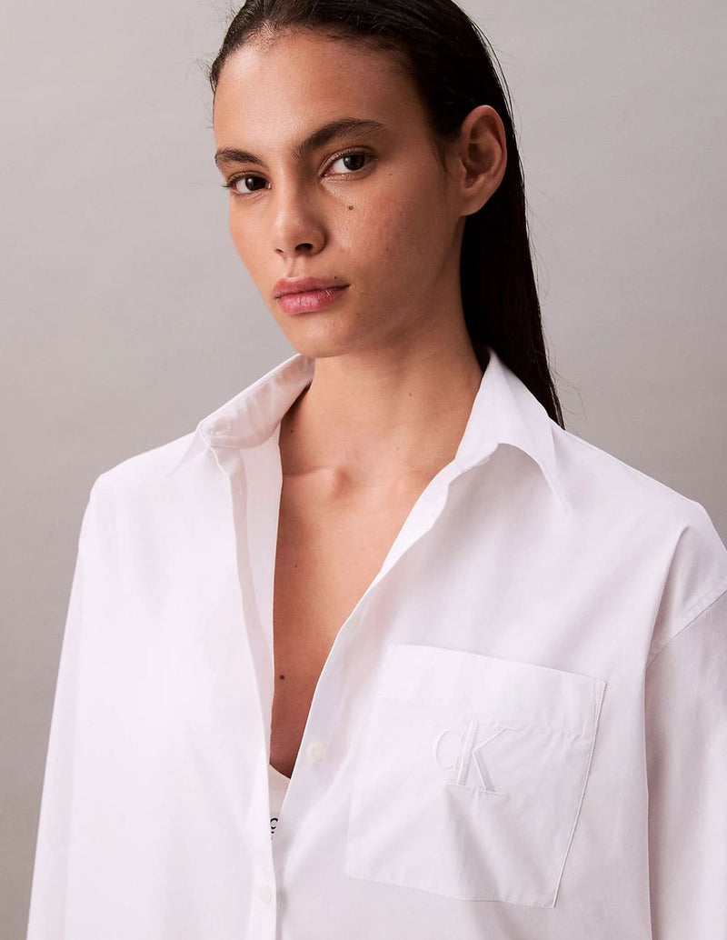 Camisa Calvin Klein Jeans de Popelin Blanca Mujer