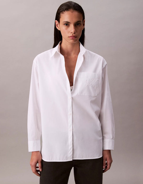 Camisa Calvin Klein Jeans de Popelin Blanca Mujer