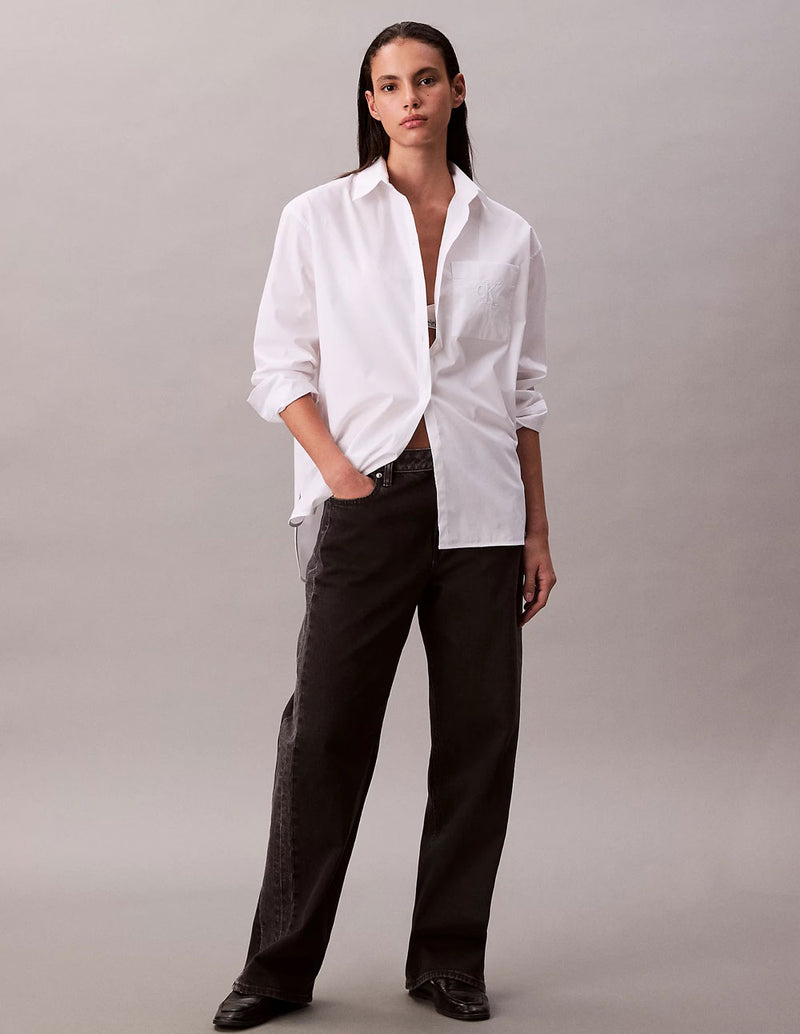 Camisa Calvin Klein Jeans de Popelin Blanca Mujer