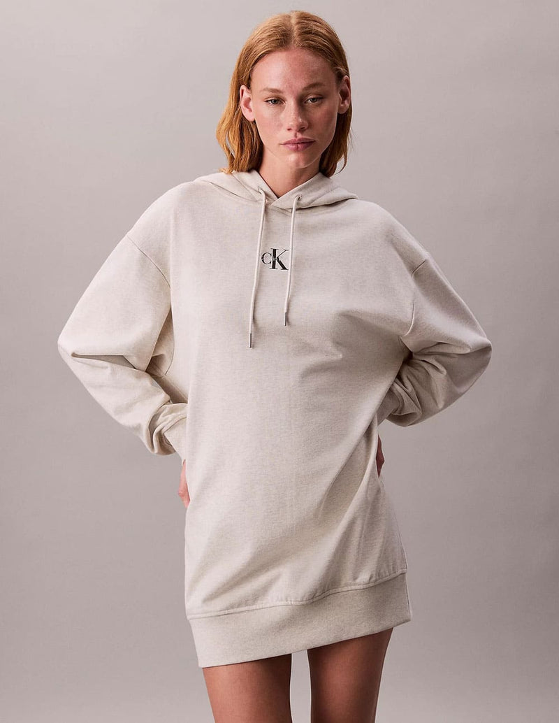 Vestido Calvin Klein Jeans Tipo Sudadera Beige Mujer