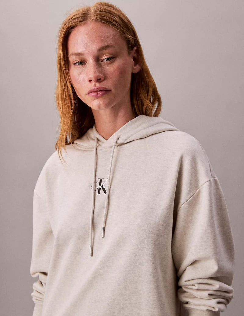 Vestido Calvin Klein Jeans Tipo Sudadera Beige Mujer