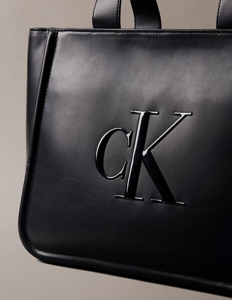 Bolso Tote Calvin Klein Jeans con Logo Grabado Negro Mujer  27 x 34 x 13