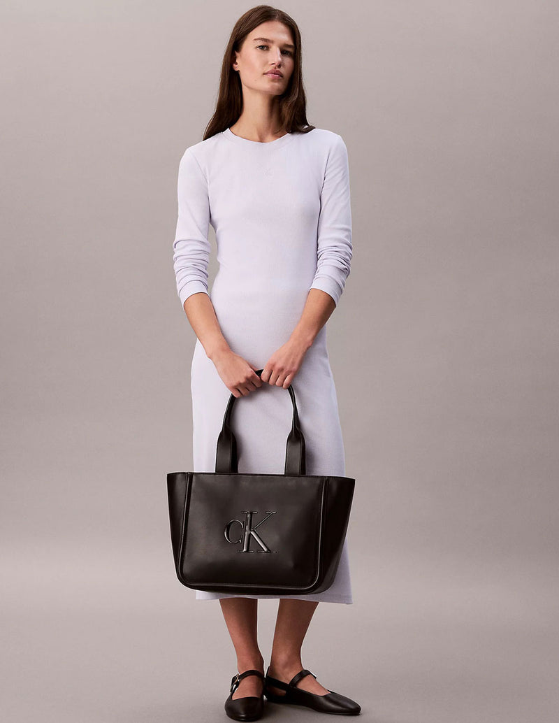 Bolso Tote Calvin Klein Jeans con Logo Grabado Negro Mujer  27 x 34 x 13