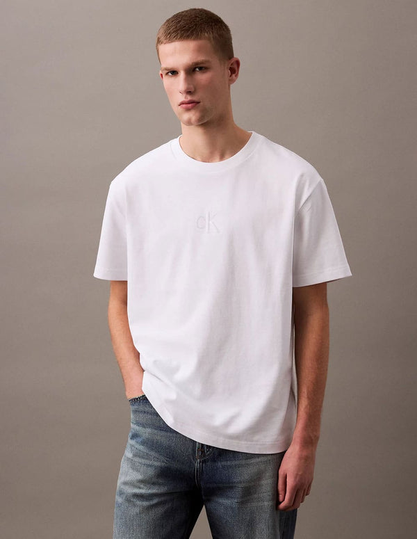 Camiseta Calvin Klein Jeans con Logo y Brillo Blanca Hombre