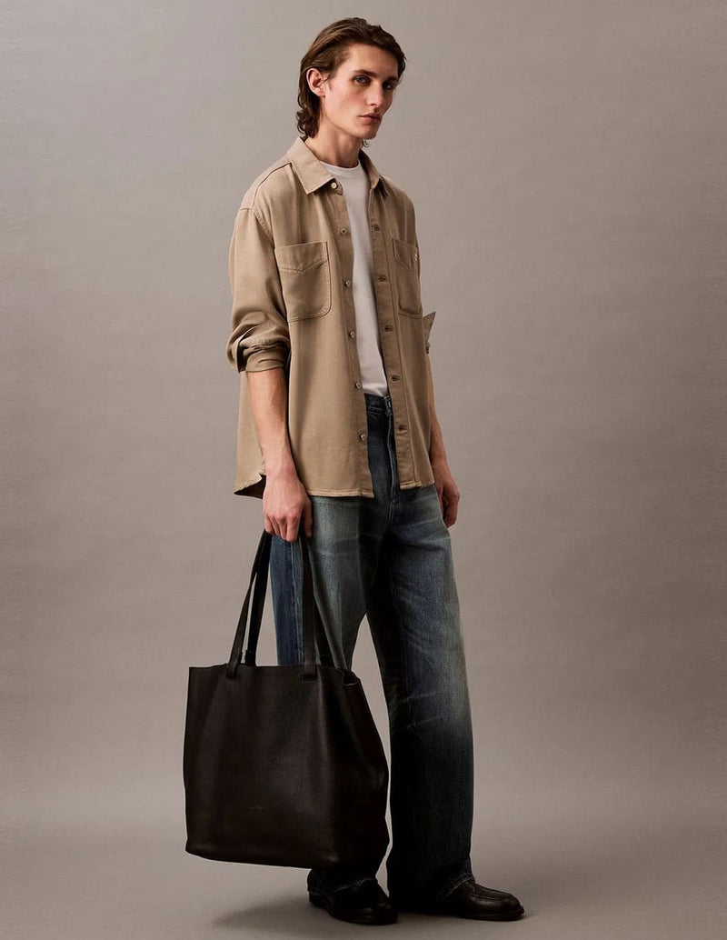 Camisa Calvin Klein Jeans con Logo Beige Hombre