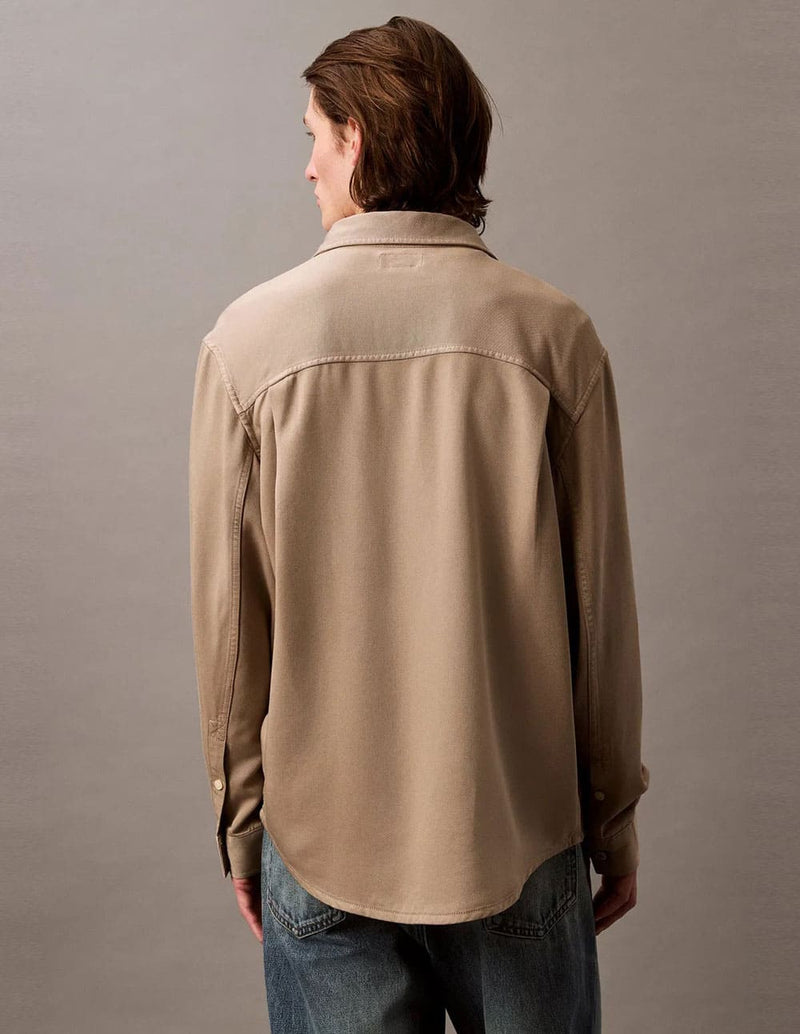 Camisa Calvin Klein Jeans con Logo Beige Hombre