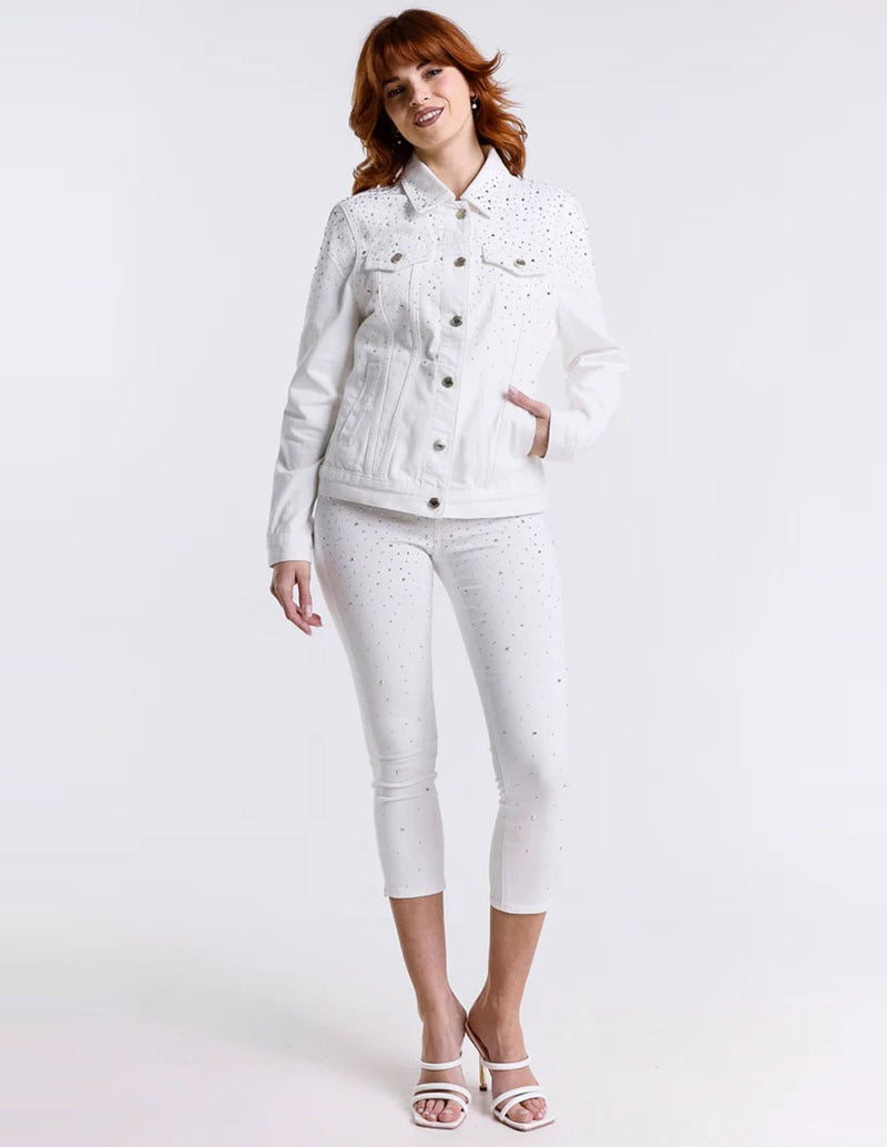 Pantalón MET Capri con Strass Blanco Mujer