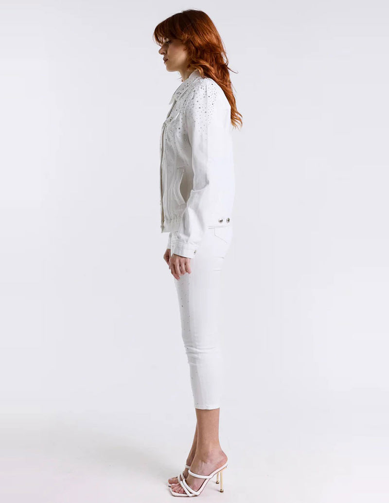 Pantalón MET Capri con Strass Blanco Mujer