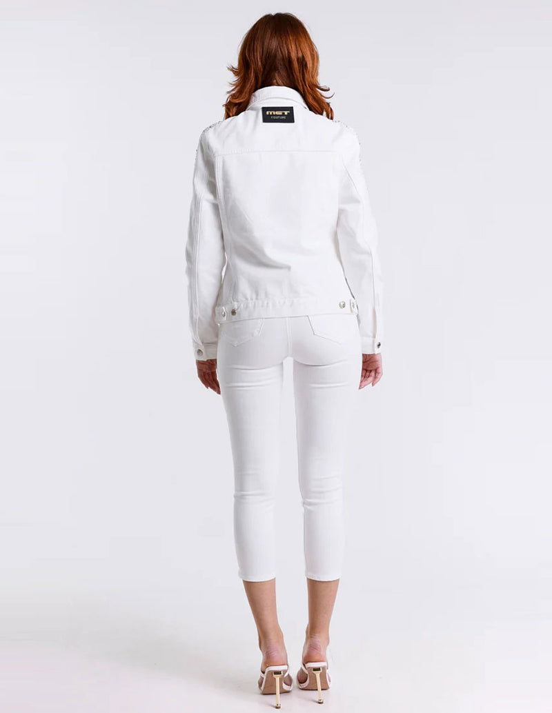 Pantalón MET Capri con Strass Blanco Mujer