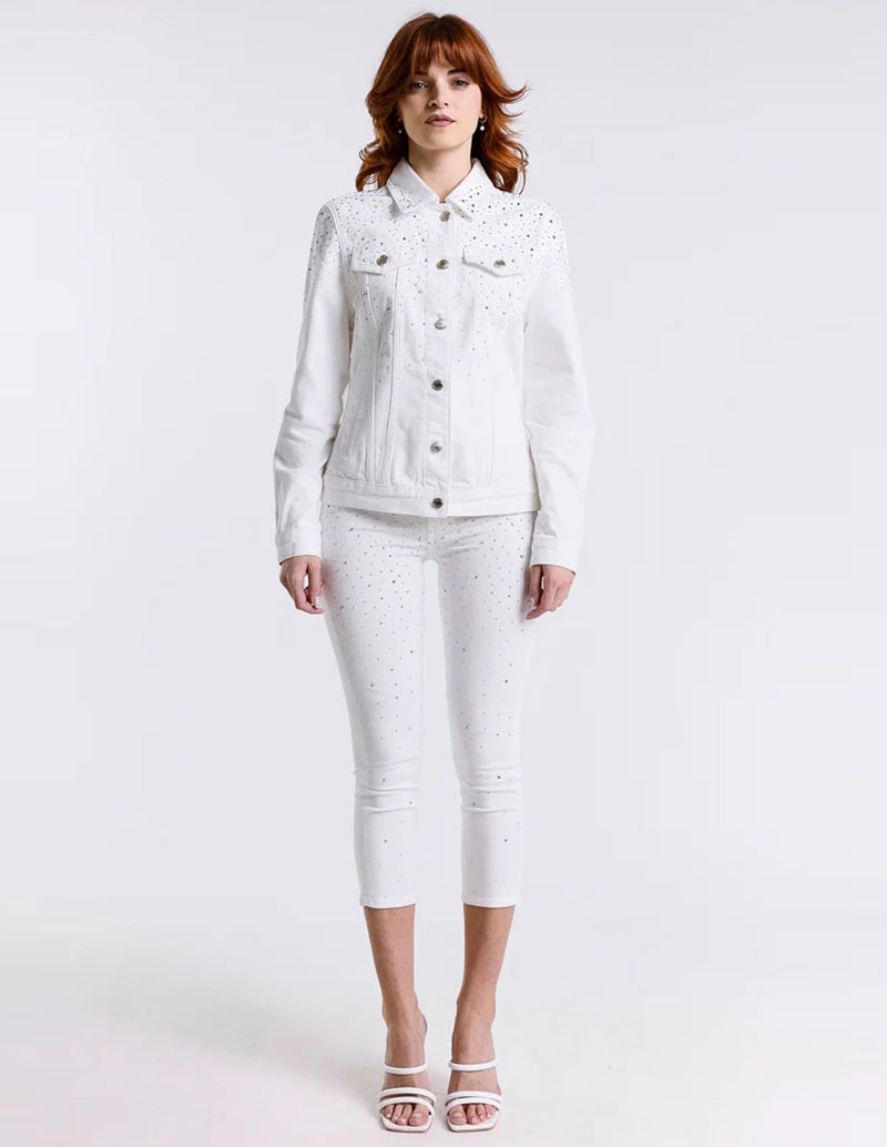 Pantalón MET Capri con Strass Blanco Mujer