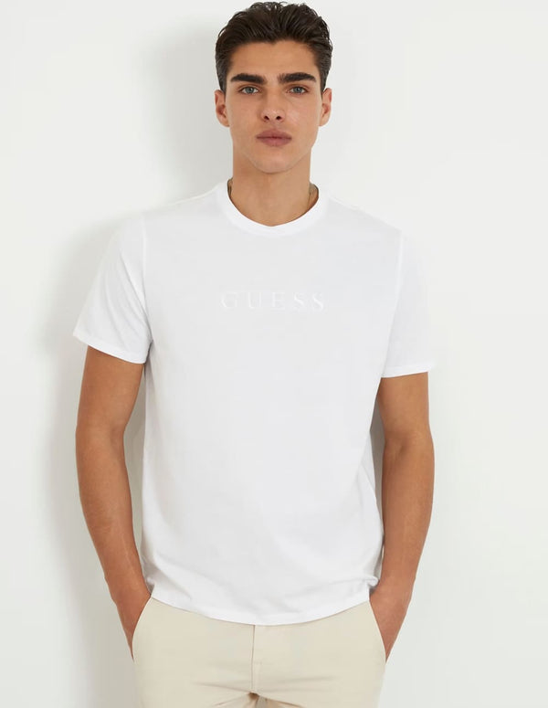Camiseta GUESS con Logo Bordado Blanca Hombre