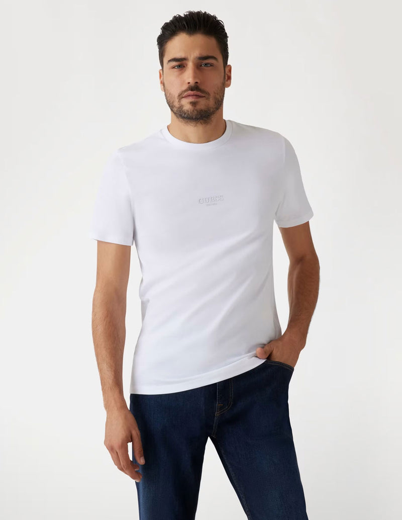 Camiseta GUESS con Logo Blanca Hombre