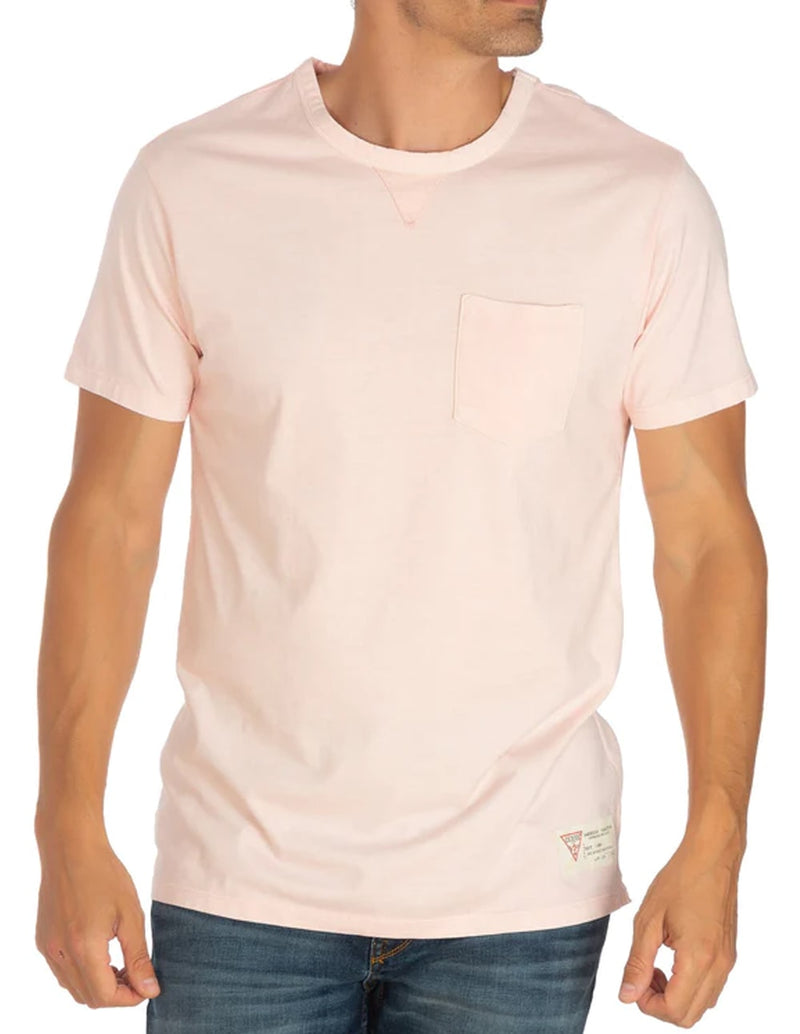 Camiseta GUESS con Bolsillo Frontal Rosa Hombre