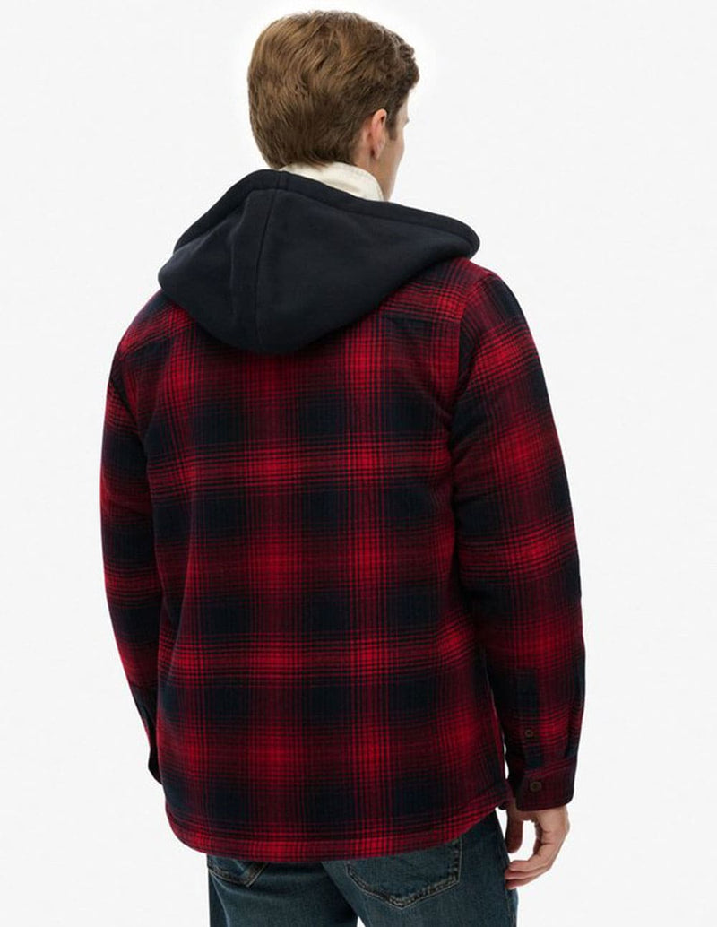 Chaqueta Superdry de Cuadros con Capucha Surplus Roja Hombre M4011