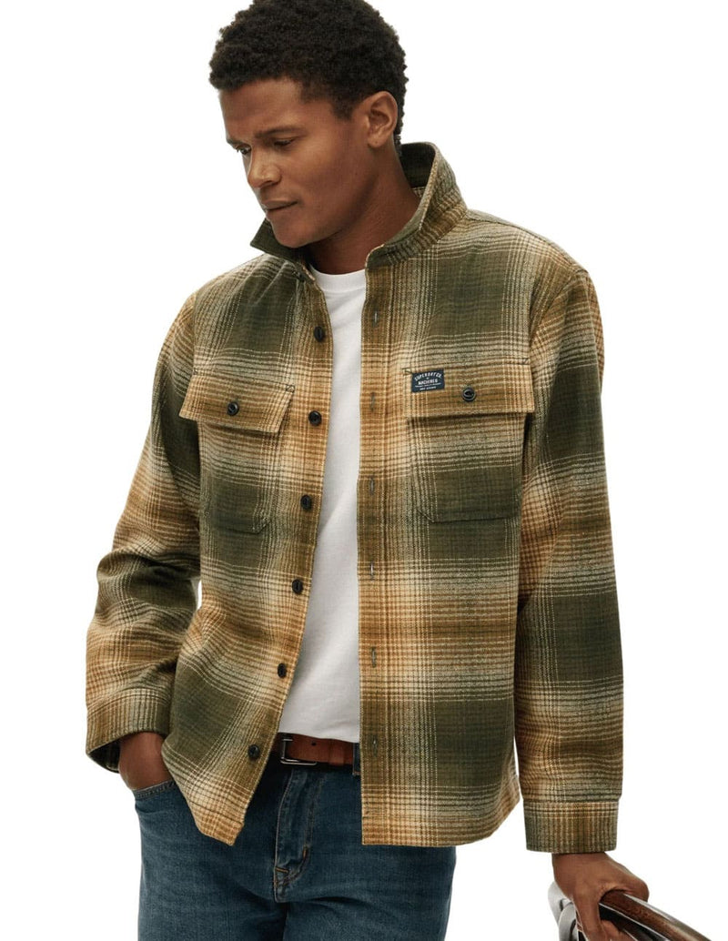 Sobrecamisa Superdry Wool Miller Verde y Beige Hombre