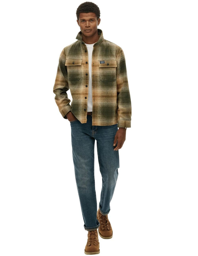 Sobrecamisa Superdry Wool Miller Verde y Beige Hombre
