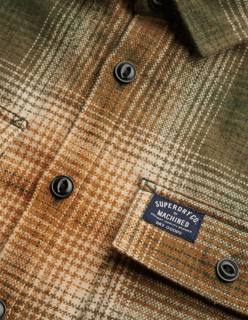 Sobrecamisa Superdry Wool Miller Verde y Beige Hombre