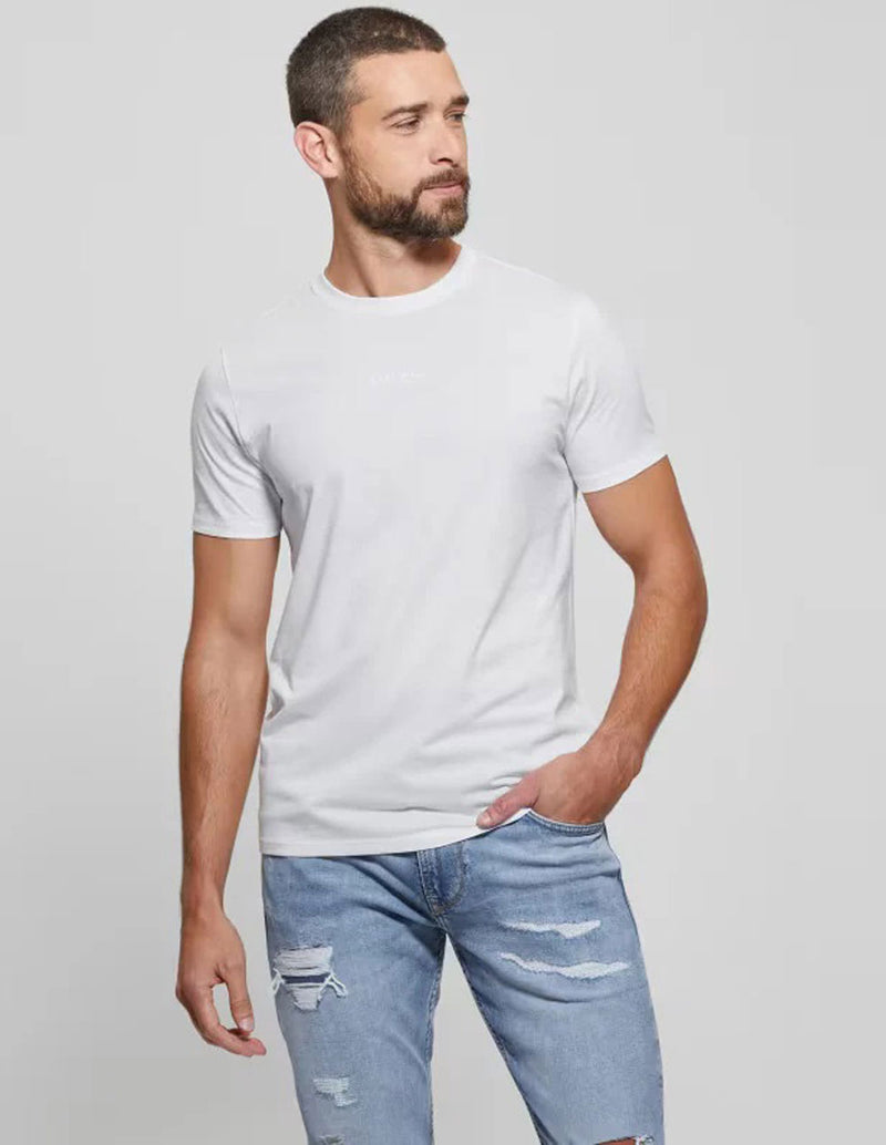 Camiseta GUESS con Logo Bordado Blanca Hombre