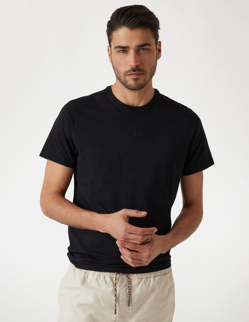 Camiseta GUESS con Logo Bordado Negra Hombre