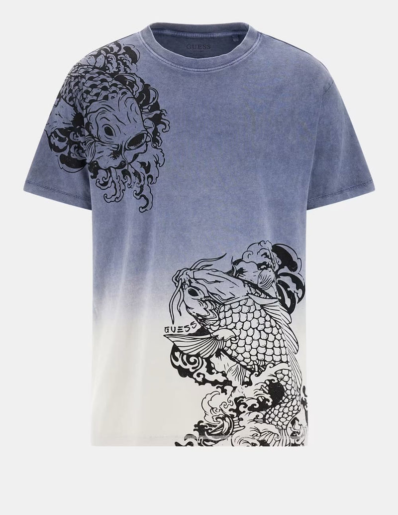 Camiseta GUESS con Estampado Azul Hombre