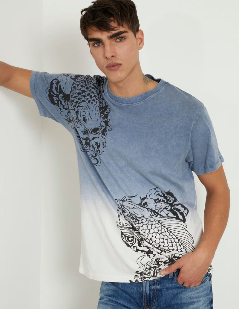 Camiseta GUESS con Estampado Azul Hombre