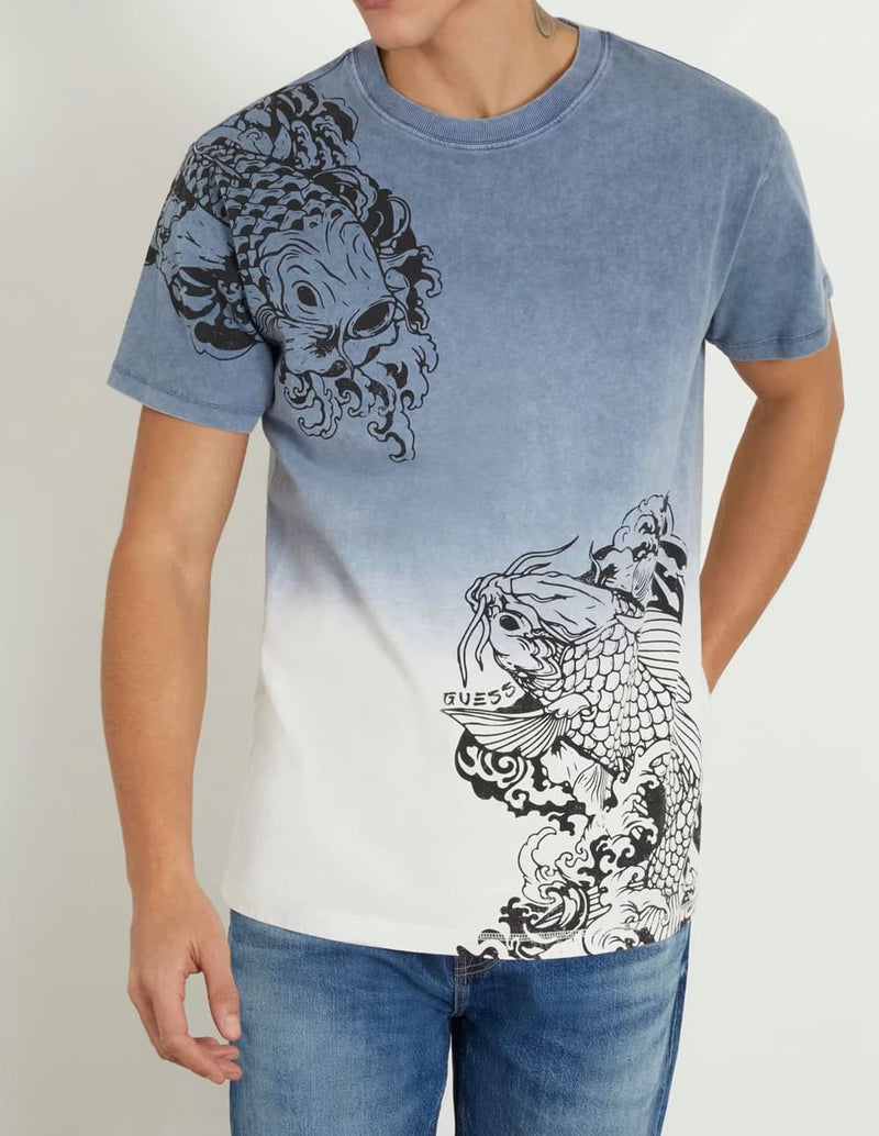 Camiseta GUESS con Estampado Azul Hombre