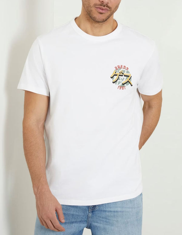 Camiseta GUESS con Logo Bordado Blanca Hombre