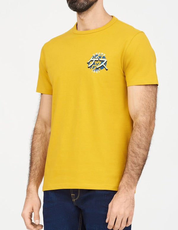 Camiseta GUESS con Logo Bordado Amarilla Hombre
