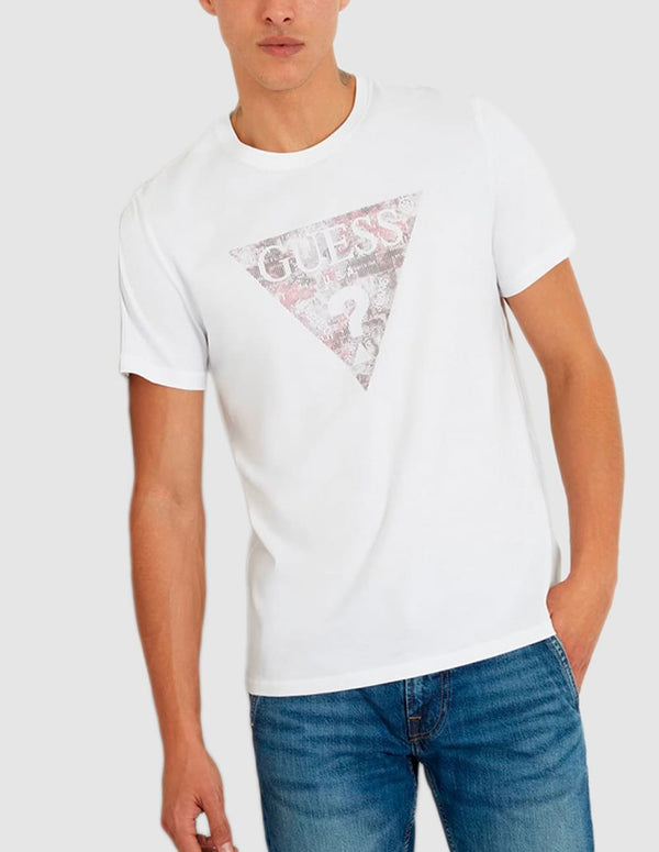 Camiseta GUESS con Logo Triángulo Blanca Hombre