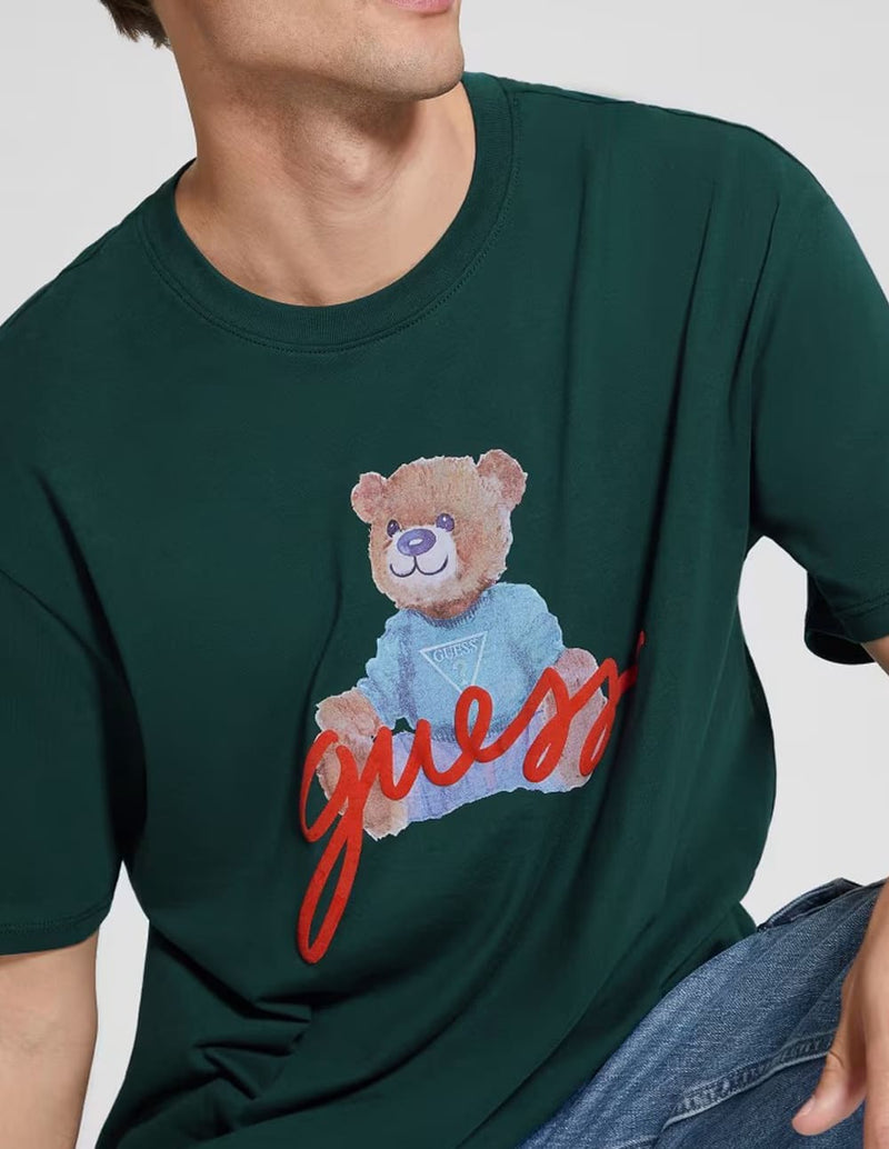 Camiseta GUESS con Logo Frontal Verde Hombre