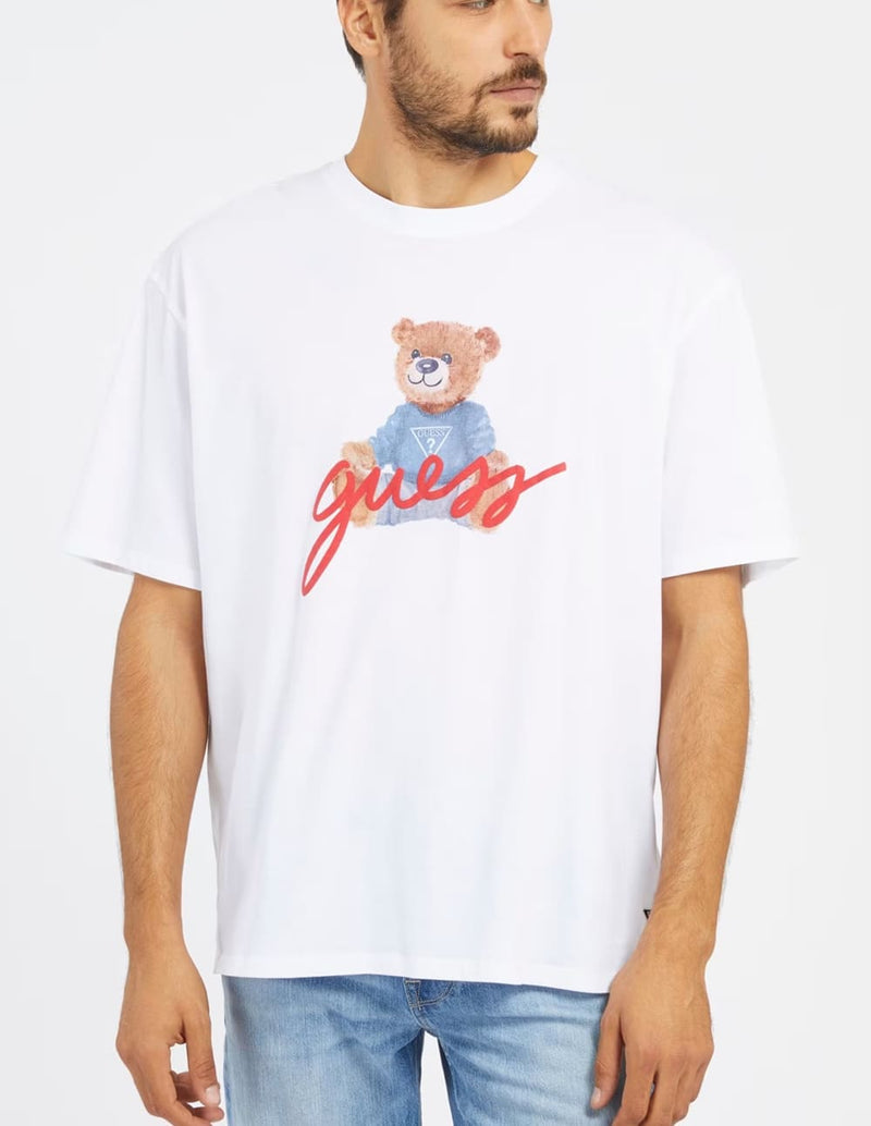 Camiseta GUESS con Logo Frontal Blanca Hombre