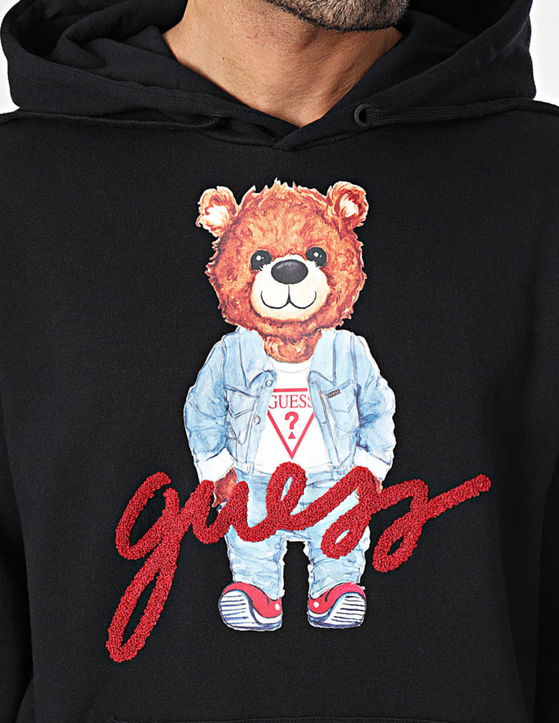 Sudadera con Capucha GUESS con Logo Negra Unisex