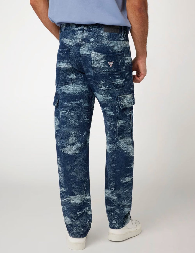 Pantalón Vaquero GUESS Cargo con Logo Azul Marino Hombre