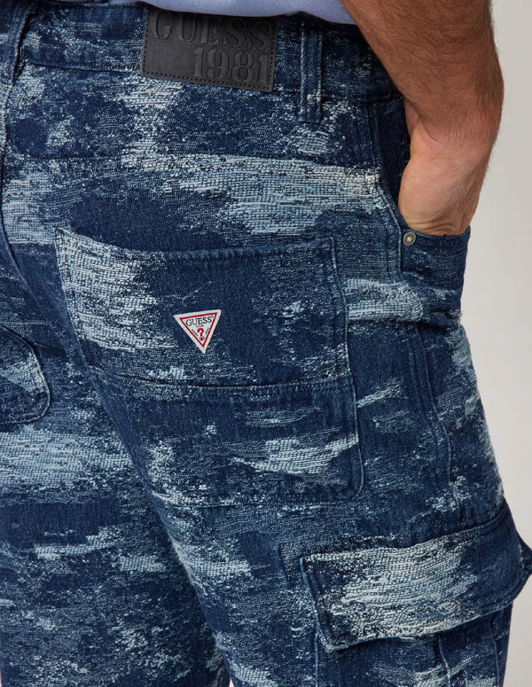 Pantalón Vaquero GUESS Cargo con Logo Azul Marino Hombre