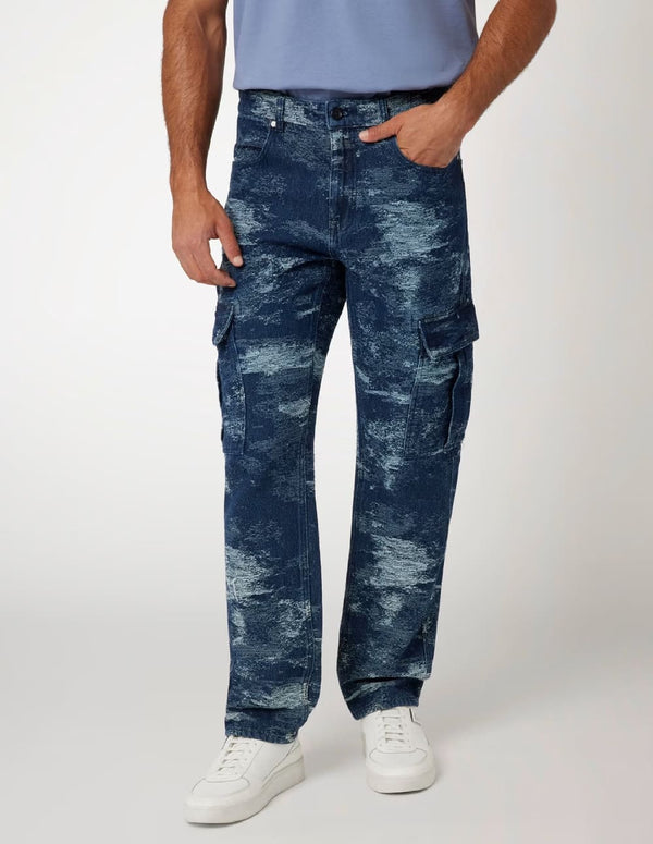 Pantalón Vaquero GUESS Cargo con Logo Azul Marino Hombre