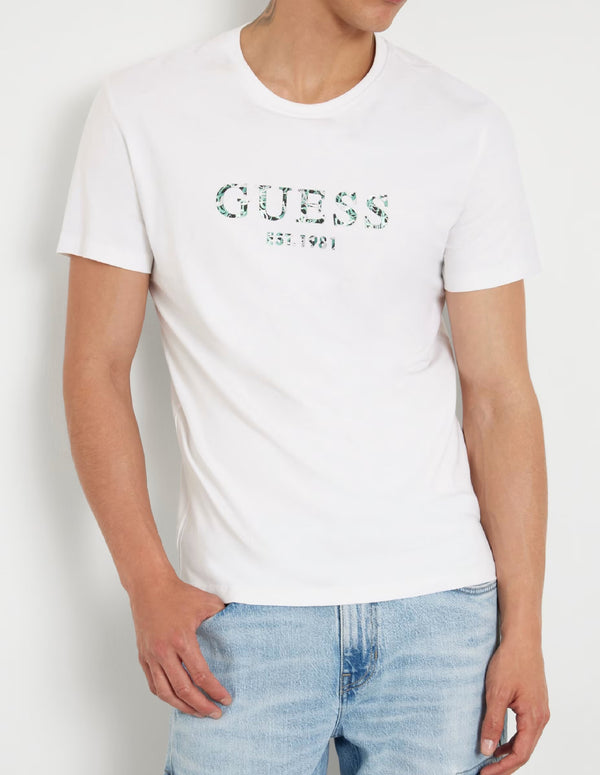 Camiseta GUESS con Logo Frontal Blanca Hombre