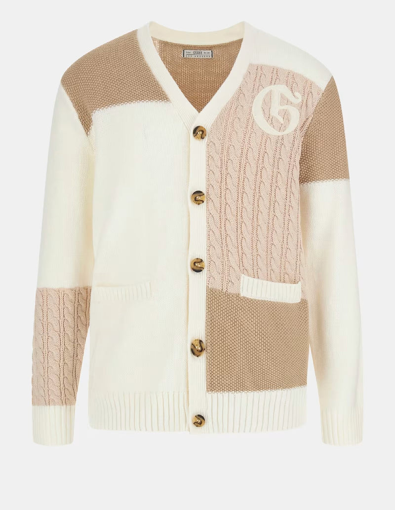 Chaqueta GUESS Patchwork Blanca y Beige Hombre