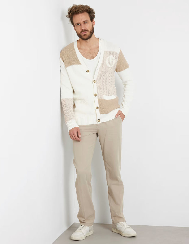 Chaqueta GUESS Patchwork Blanca y Beige Hombre