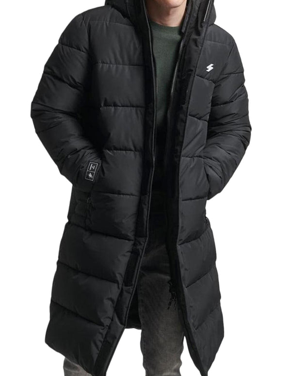 Plumas Largo Superdry con Capucha Negro Hombre