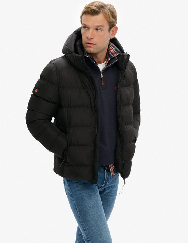 Plumas Superdry con Capucha Sports Negro Hombre