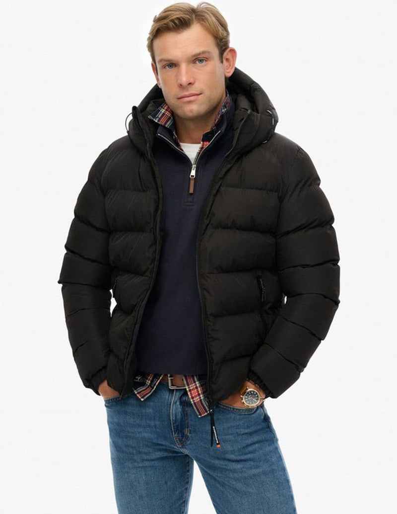 Plumas Superdry con Capucha Sports Negro Hombre