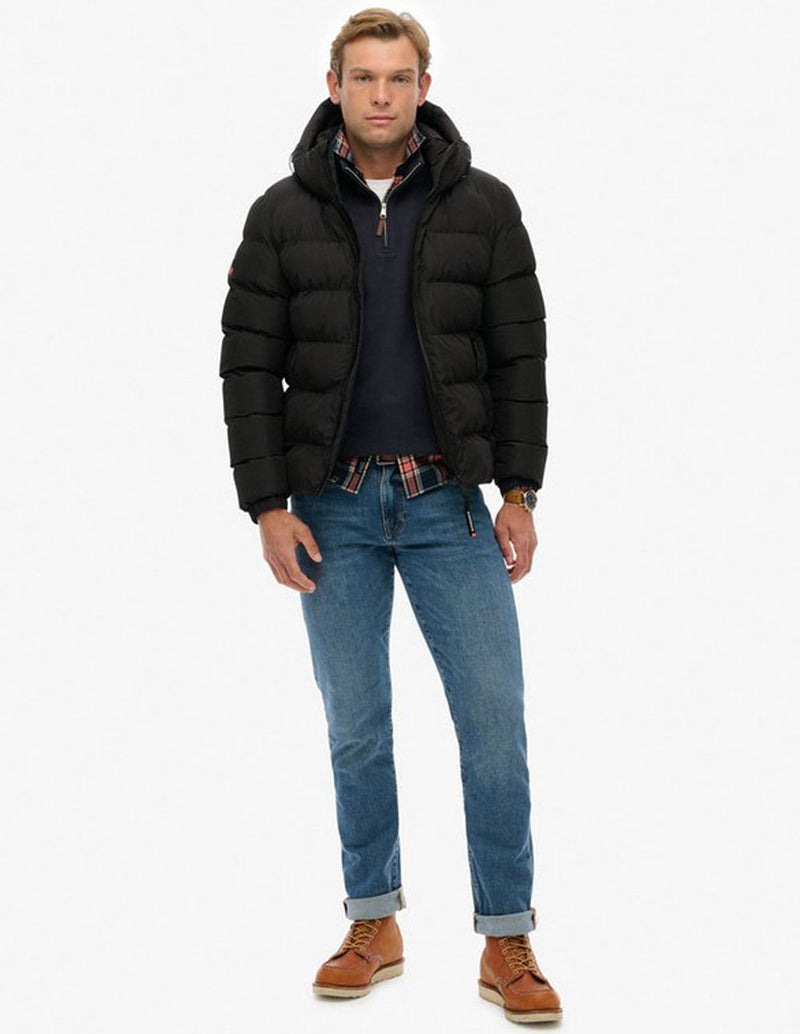 Plumas Superdry con Capucha Sports Negro Hombre
