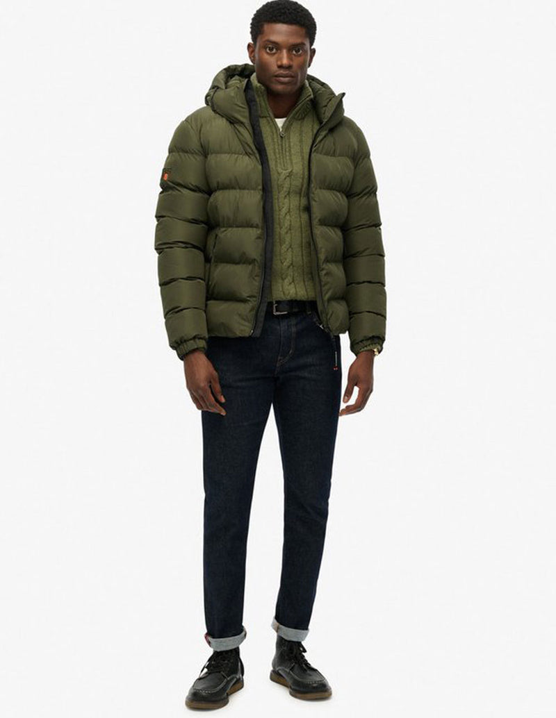 Plumas Superdry con Capucha Sports Verde Hombre